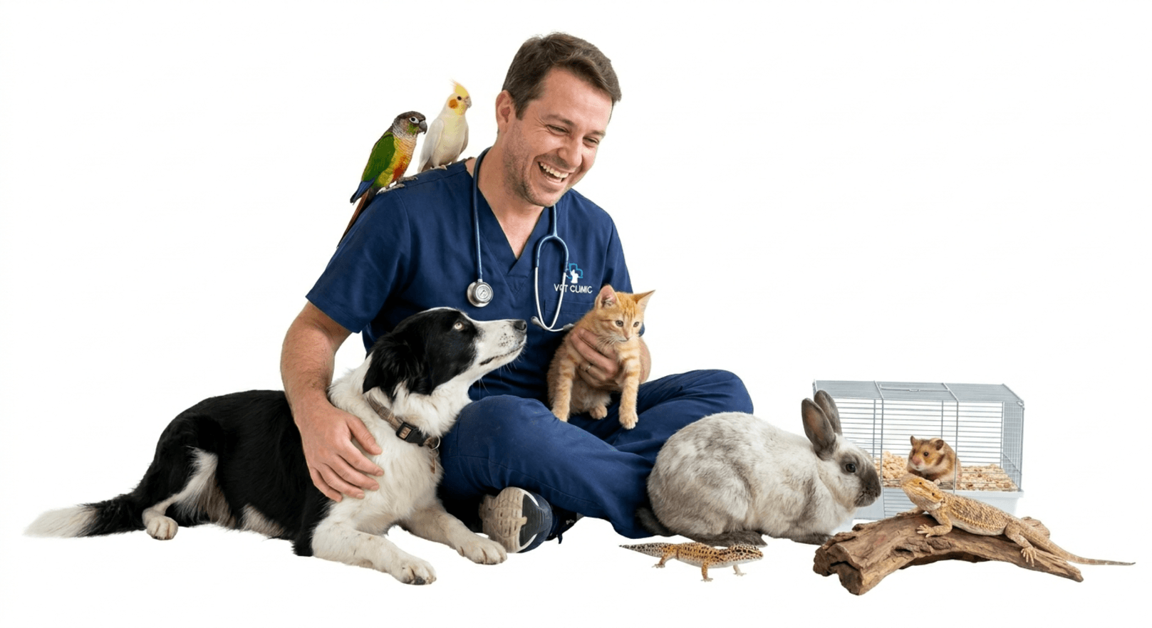 Profissional veterinário em atendimento